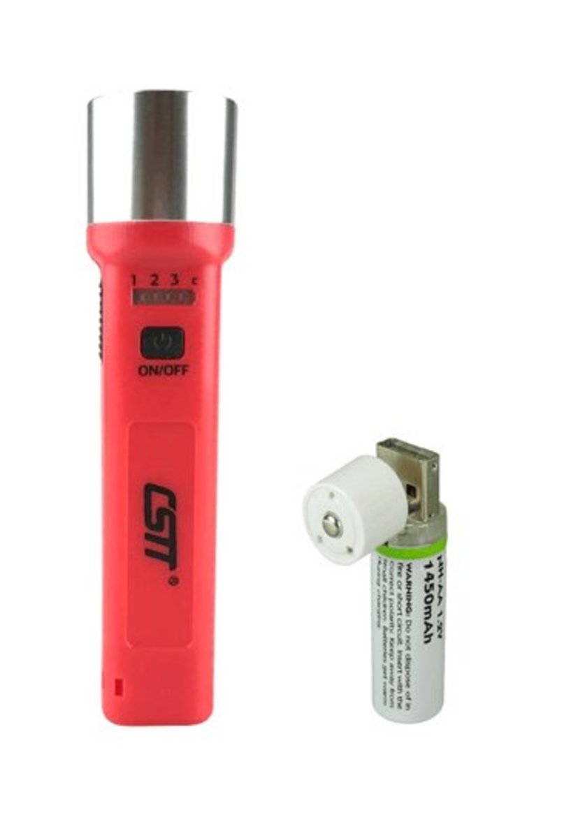 Gift Set : Flashlight PowerBank (Red)&USB AA recharge battery(1200mAh)x1pc