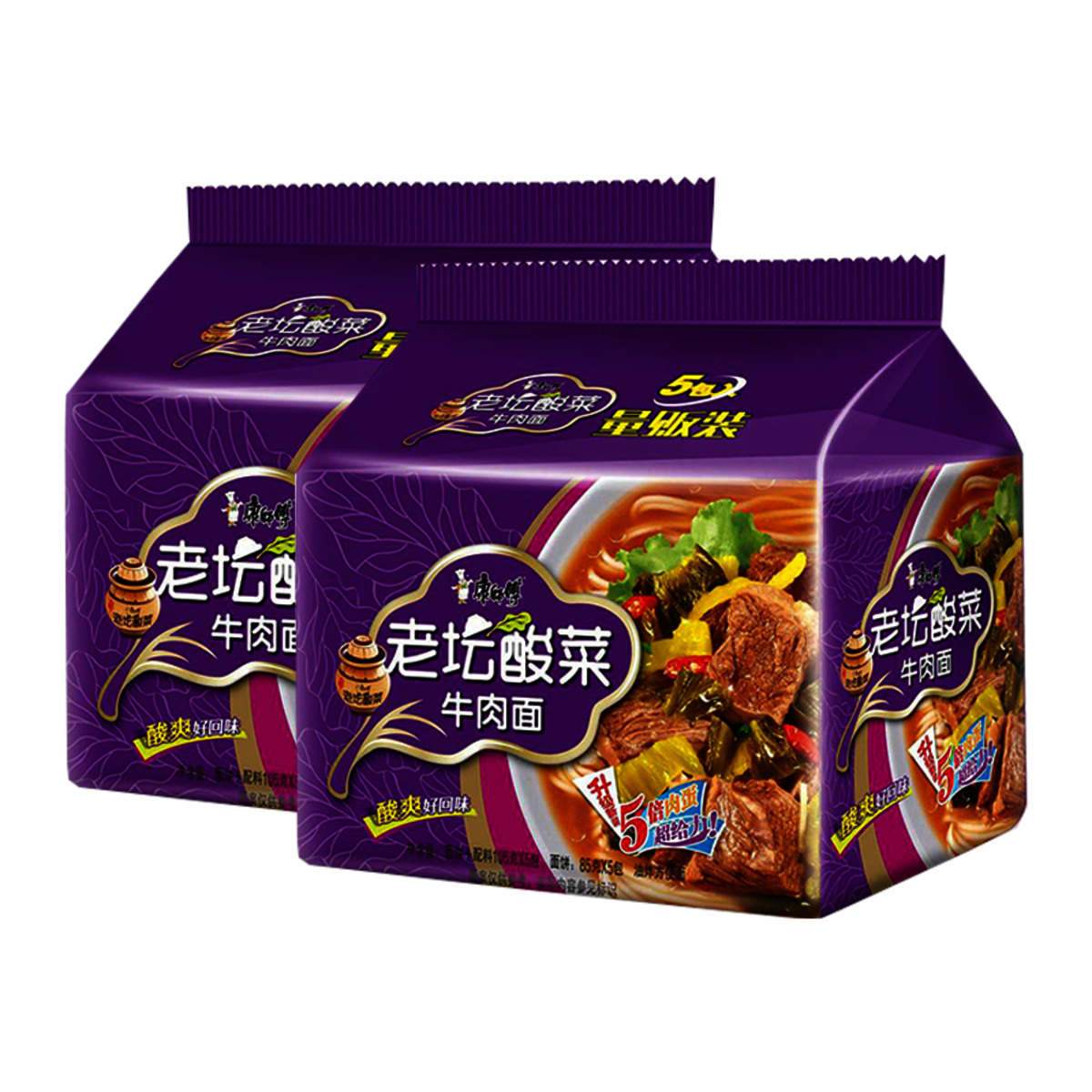 Kong Shi Fu Beef 5bags with pickled Vegetable Noodles 425g x 2(6937962107116)
