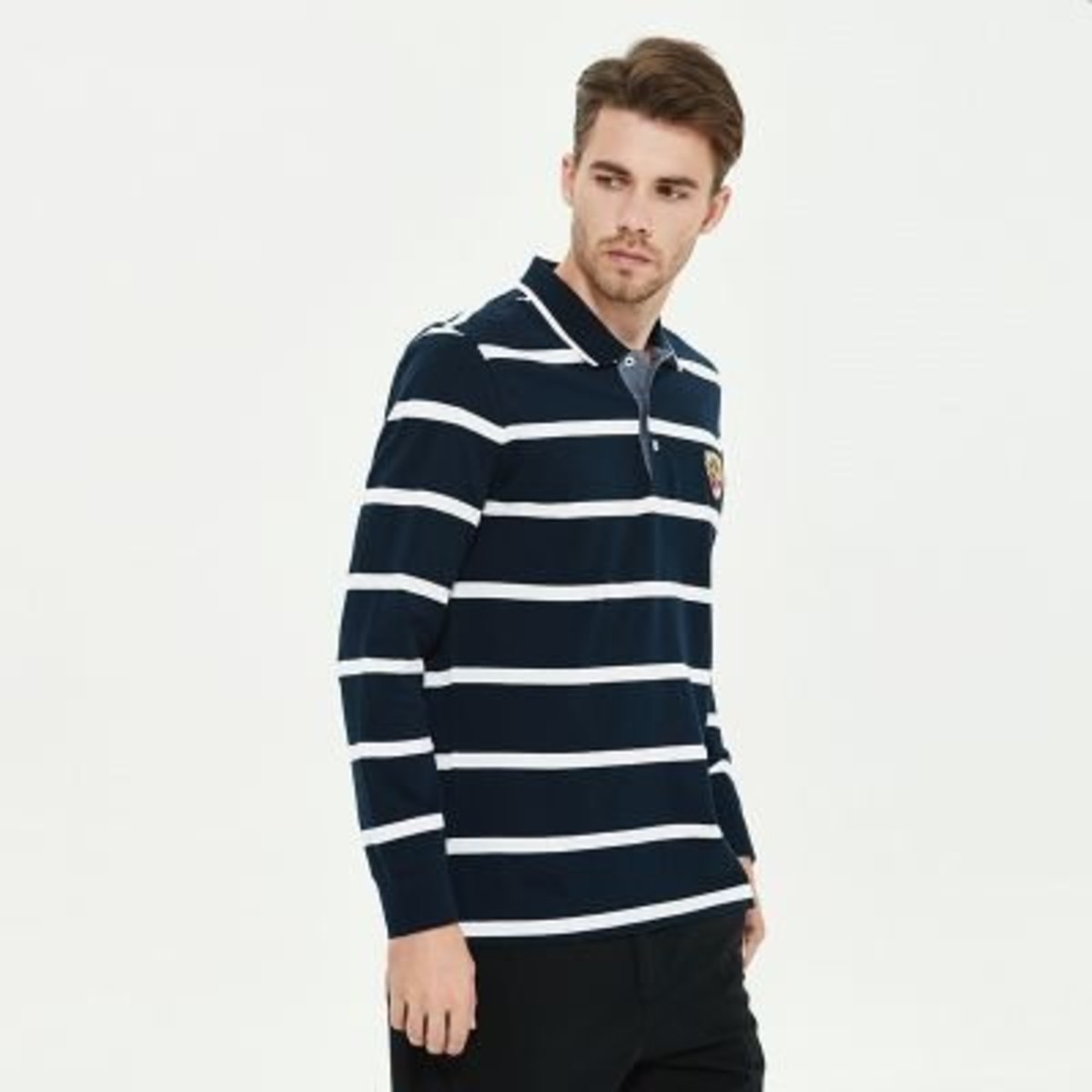 mens striped polo shirt long sleeve