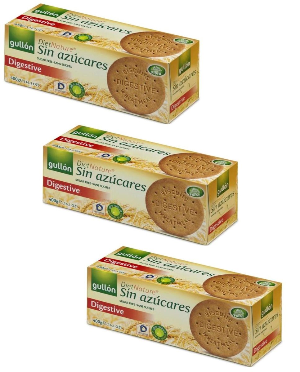 Gullon | Sugar Free Digestive Biscuits 400g x 3 | Color : Orange Brown