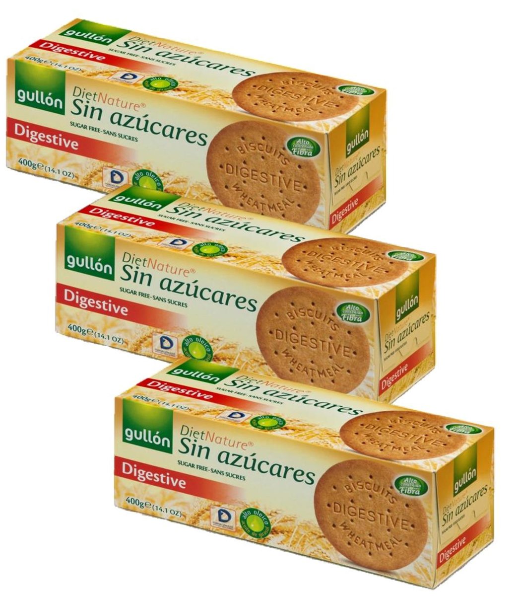 Gullon | Sugar Free Digestive Biscuits 400g x 3 | Color : Orange Brown