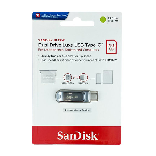 SanDisk Ultra Dual Drive Luxe USB Type-C 256GB Flash Drive for