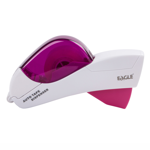 Eagle Automatic Tape Dispenser with -Inch and -Inch Tape, Pink