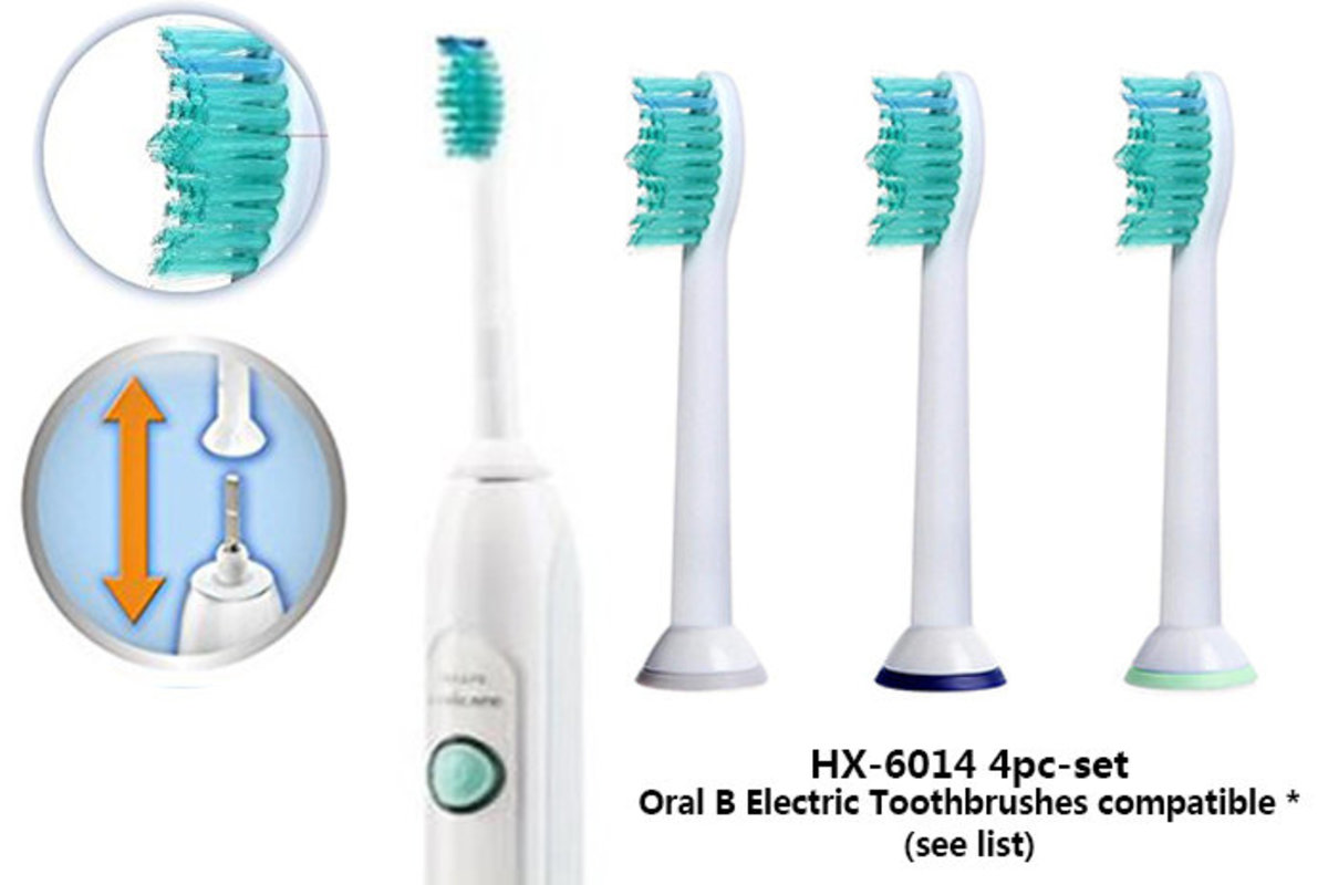 4 件裝 Philips 電動牙刷代用刷頭 (HX6014)