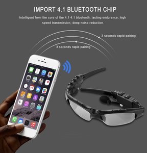 全城熱賣 運動智能偏光眼鏡連藍牙耳機 HBS-368 智能藍芽耳機運動眼鏡V5.0 音樂通話連接黑色框架-咖啡茶色鏡片 熱賣智能運動眼鏡