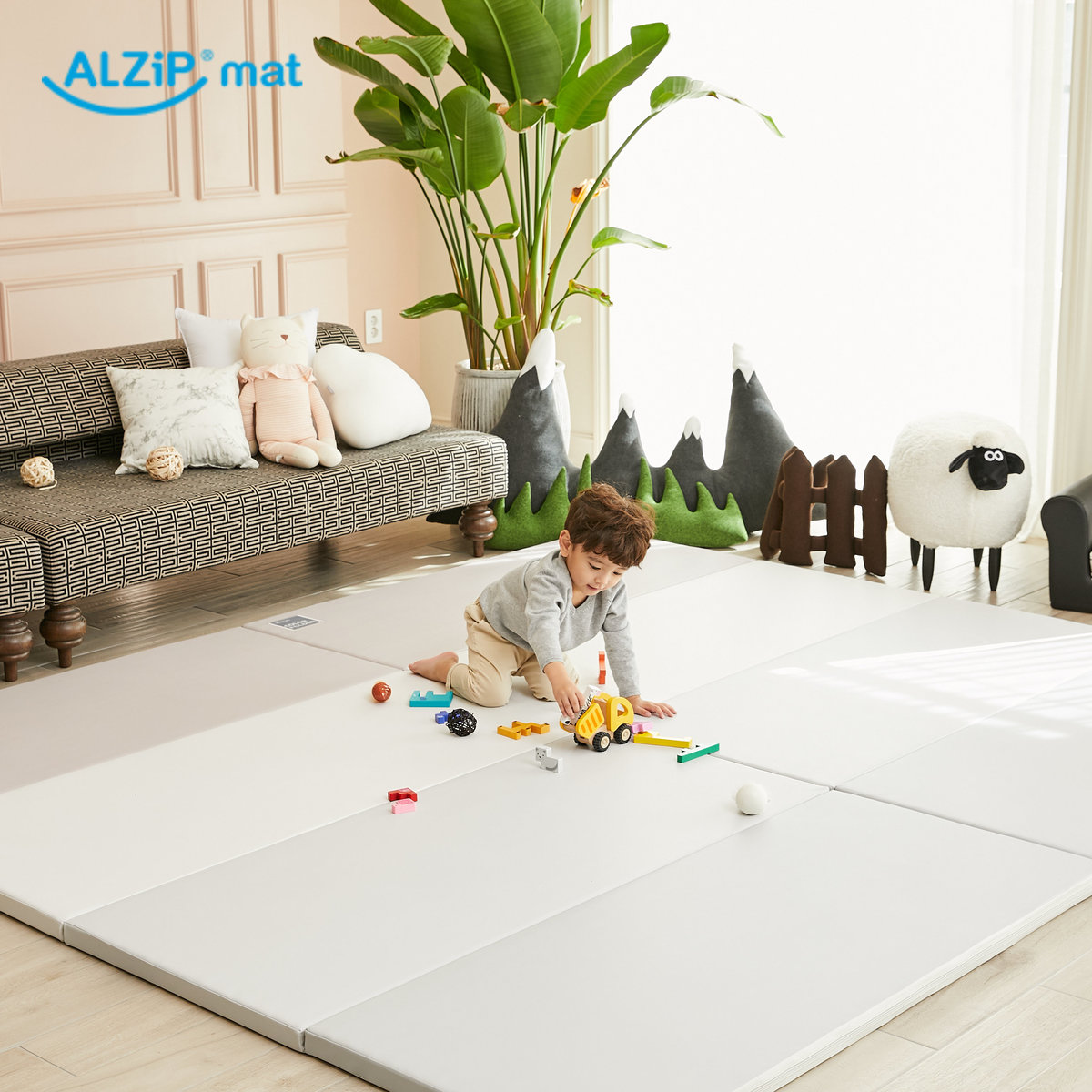 Certified Non Toxic Thick and Large ALZIP Folding Baby Play Mat Tummy time and Noise Reduction Perfect for Crawling S: 200x120cm, Deluxe: Blush 
