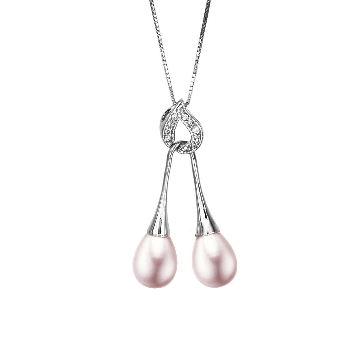 Cherry Cultured fresh water pearl silver with cz pendant