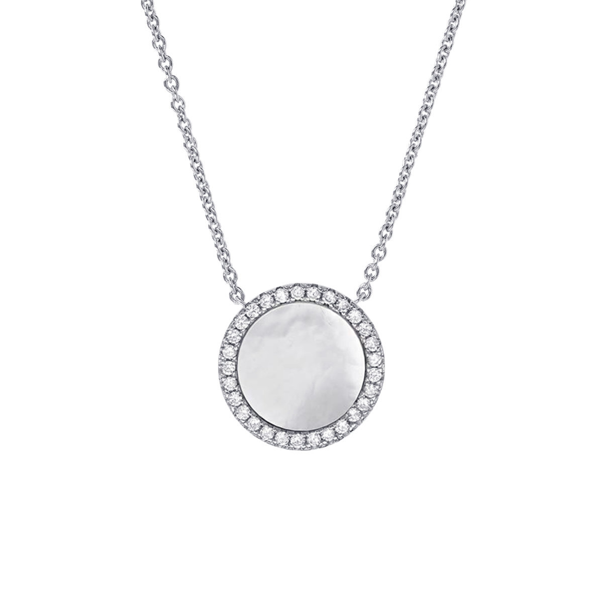 星之輪-925純銀鑲白鋯石配珍珠貝頸鏈