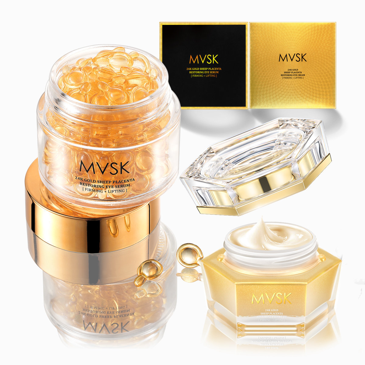 *24K金羊胎素再生眼部護理套裝(眼霜+時空膠囊)(08225) (08249)