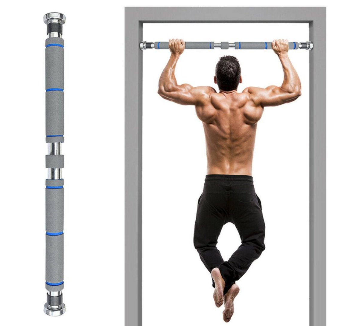 Iglobalstore Doorway Gym Bar Pull Up Bar Locking Doorway Exercise Fitness Chin Up Bar 63cm To 100cm Adjustable Color Grey Blue Hktvmall The Largest Hk Shopping Platform