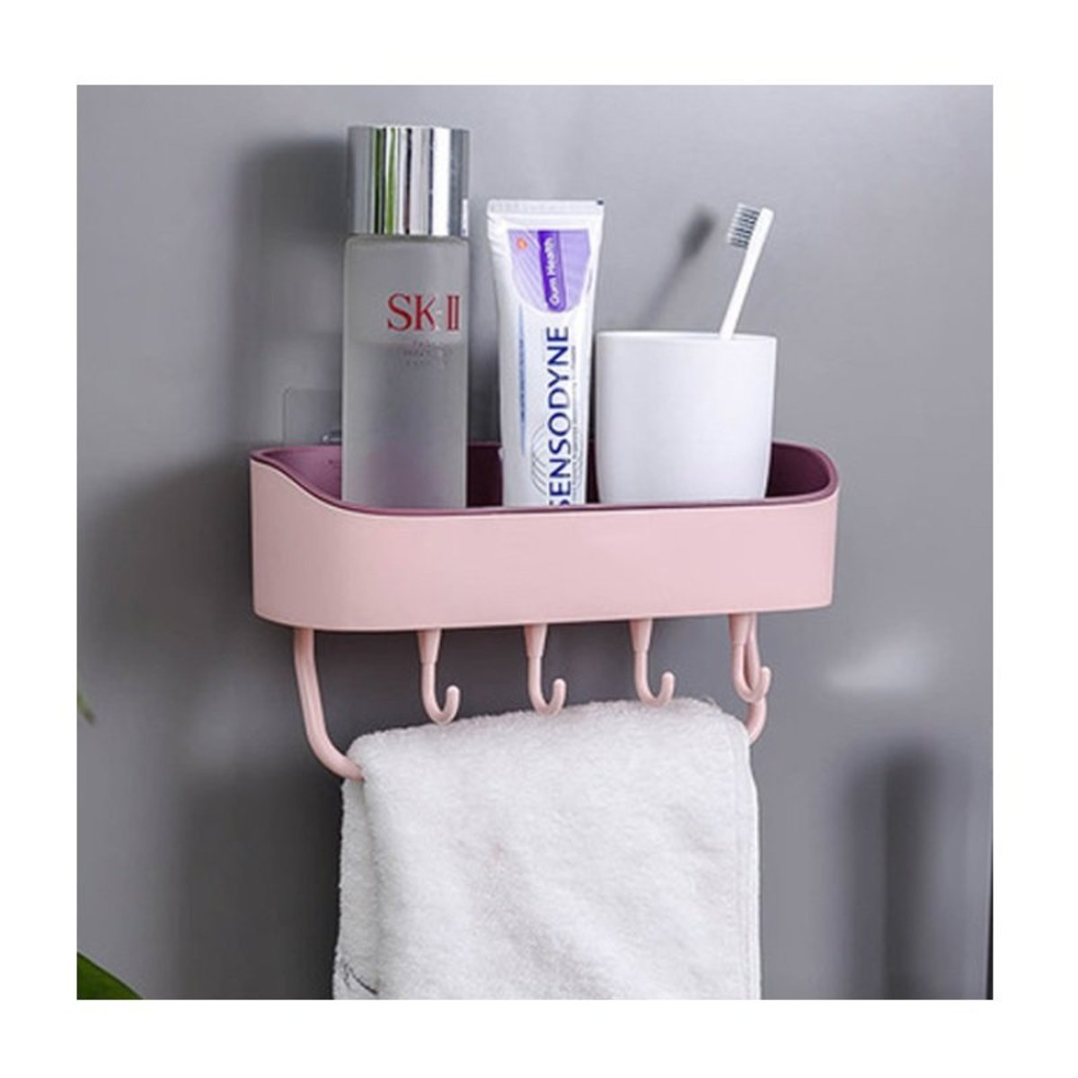 無痕 免釘 免鑽 掛壁式 浴室置物架，帶鉤，毛巾桿，加厚雙層浴室壁架，衛生間收納架，臥室，廚房