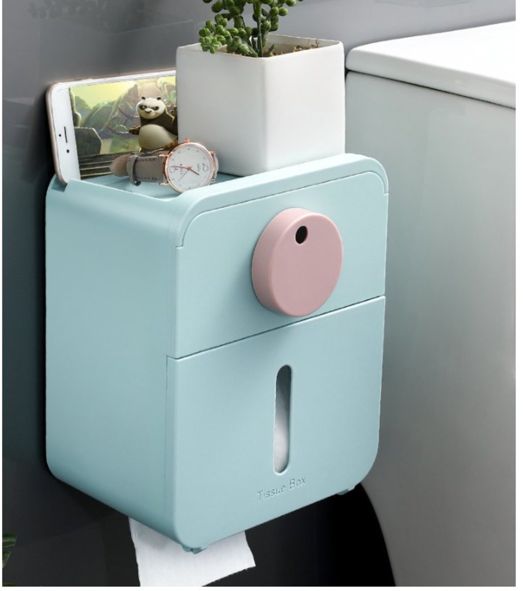 2in1 toilet paper holder with drawer no drilling wall-mounted toilet paper box waterproof tissue box