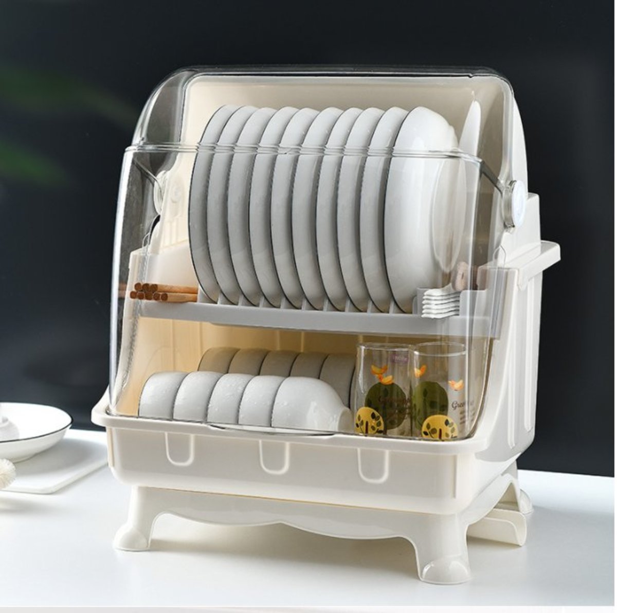 iGlobalStore | 廚房置物架，雙層餐具乾燥架，餐具碗碟架瀝水碗架，翻蓋密封式設計 2層 餐具架 | HKTVmall 香港最大網購平台
