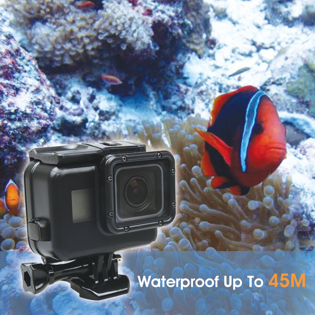 Waterproof Housing Case + Touch Screen Backdoor Cover For GoPro Hero 5 / 6 Black