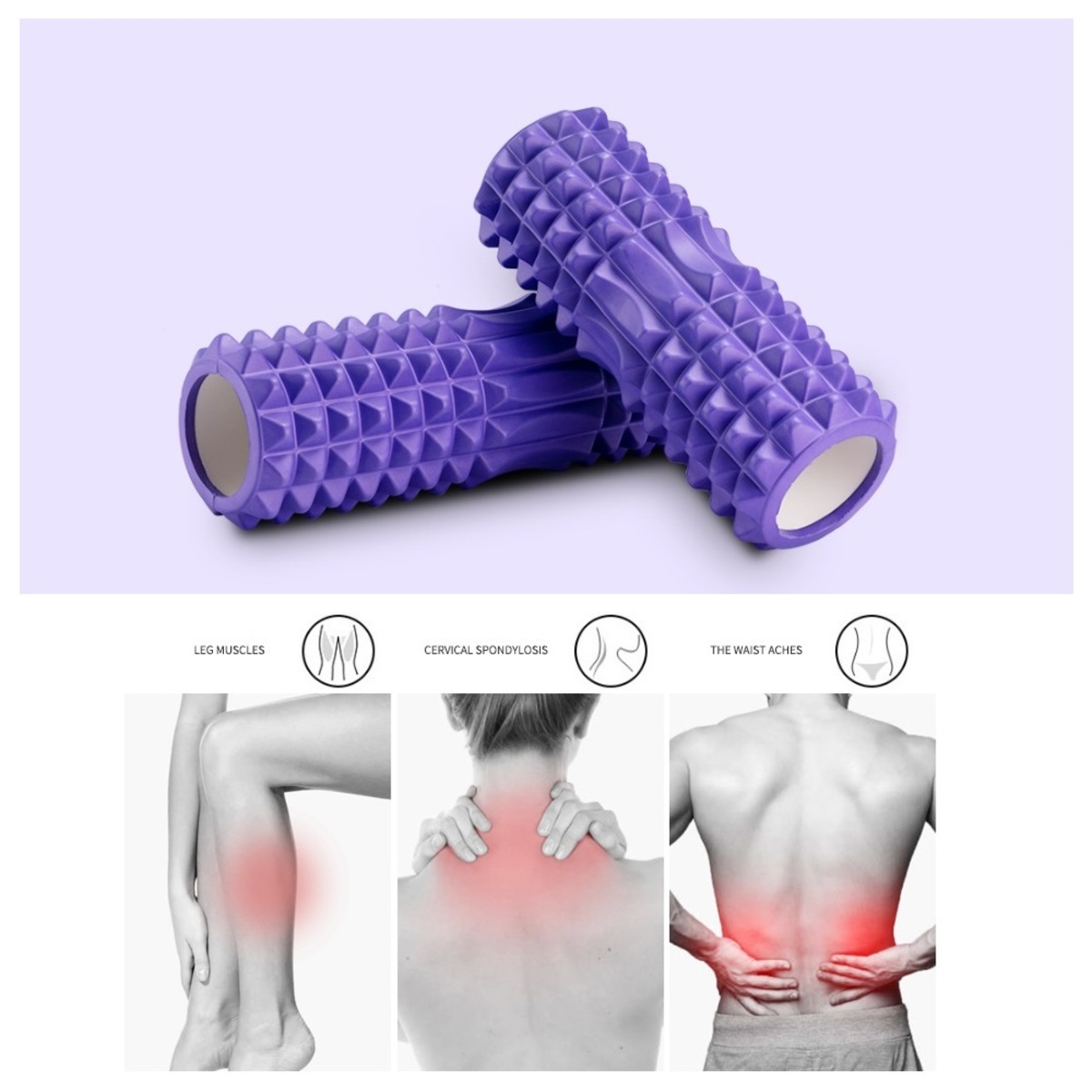 Pink 33cm Grid Foam Roller Trigger Point Gym Pilates Massage Physio Injury Yoga