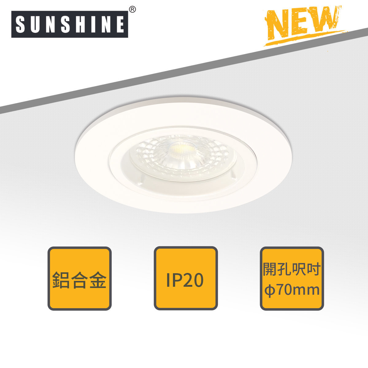 陽光| FDNA-C1 圓形嵌入式筒燈燈具[開窿直徑: 70mm] (不連GU10燈膽及不