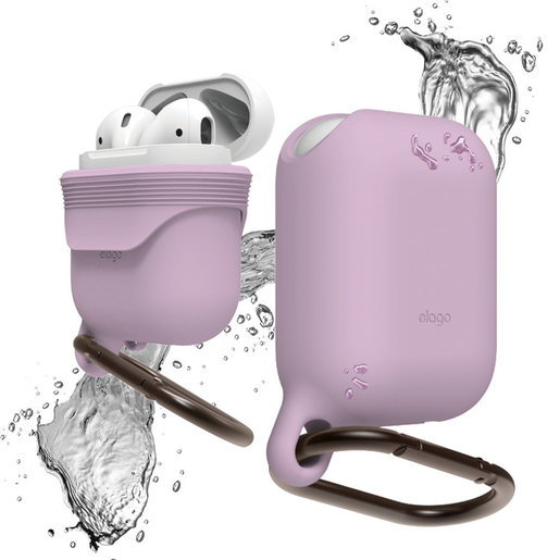 elago Silicone Case Compatible with AirPods 3 Case Cover - Carabiner Included, Supports Wireless Charging, Shock Resistant, Full Protection (Lavender)