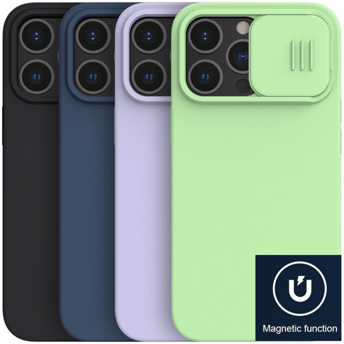 iPhone 13 Pro 6.1" MagSafe內置磁吸液態硅膠鏡頭滑蓋手機保護殼潤鏡系列