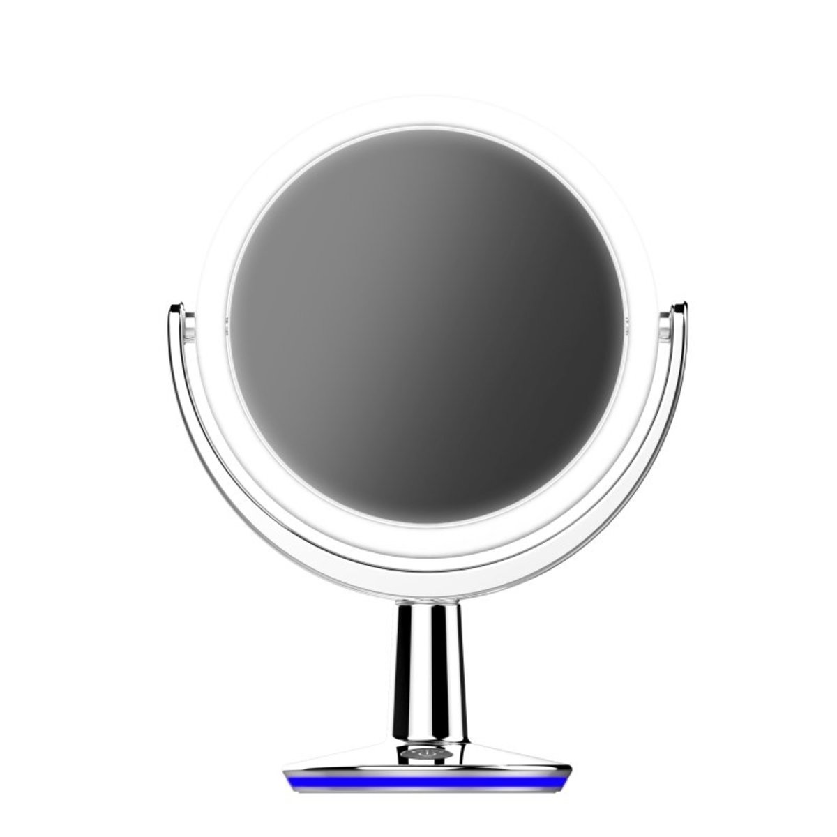 SuperGlow Round Dual-sided LED Vanity Mirror  1X/5X Magnifying Makeup Mirror, 360 Degree Rotating Ad